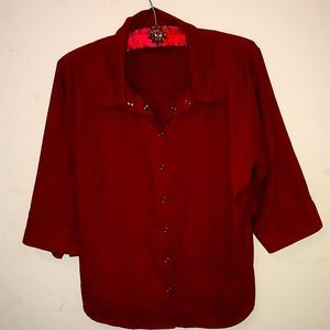 5/$25 ✨FINAL SALE PRICE✨Arizona Jeans Co. wine size L faux suede top